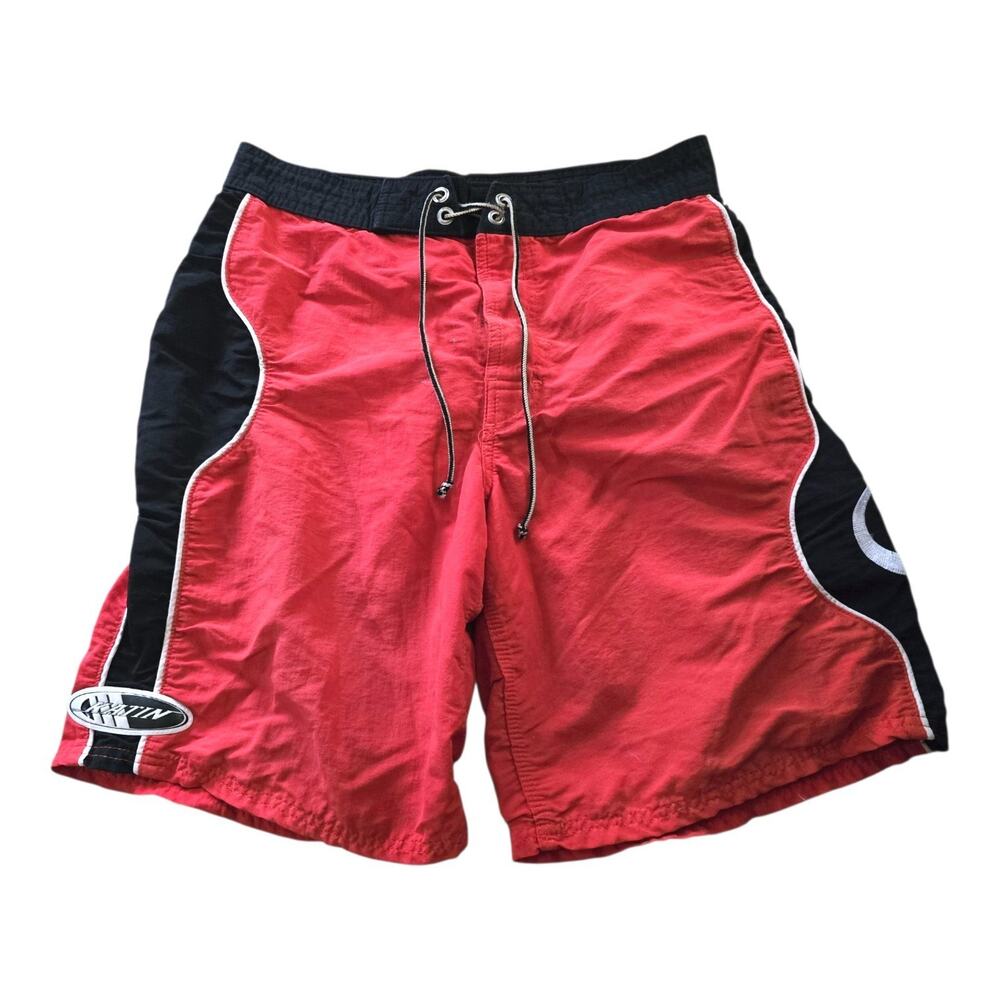 Vintage Katin Custom Surf Board Shorts Red Black White Y2K